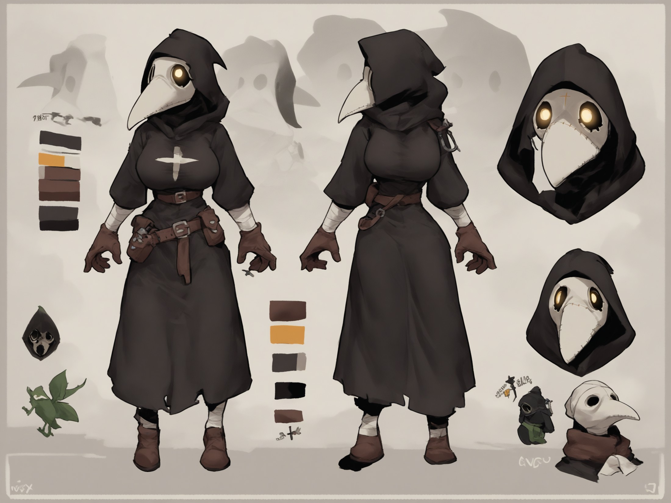 score_9, score_8_up, score_7_up, score_6_up, score_5_up, score_4_up, source_furry, plague doctor, 1girl, solo, hood, mask,...